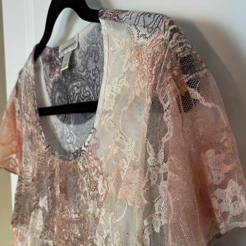 Christopher & Banks Ruffled Lace Top - Picture 4 of 7